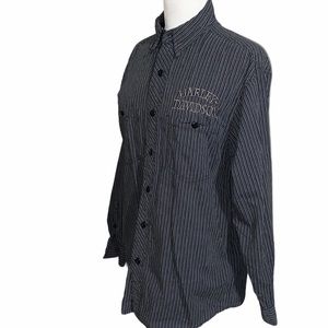 Harley Davidson Gray Stripe Button Down Shirt (Sm)